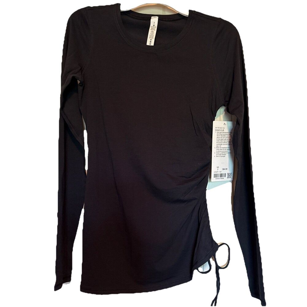 NWT Lululemon Women’s Cinch It Pima Cotton Black Sz 2 Athleisure Workout Running
